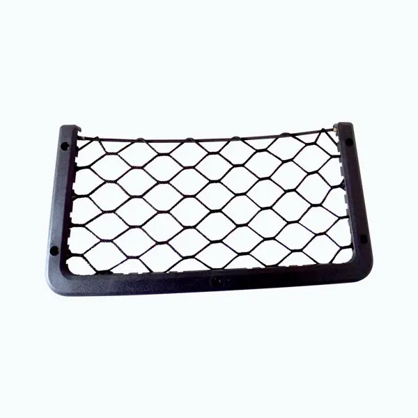Plastic magazine net for passenger bus seat assembly