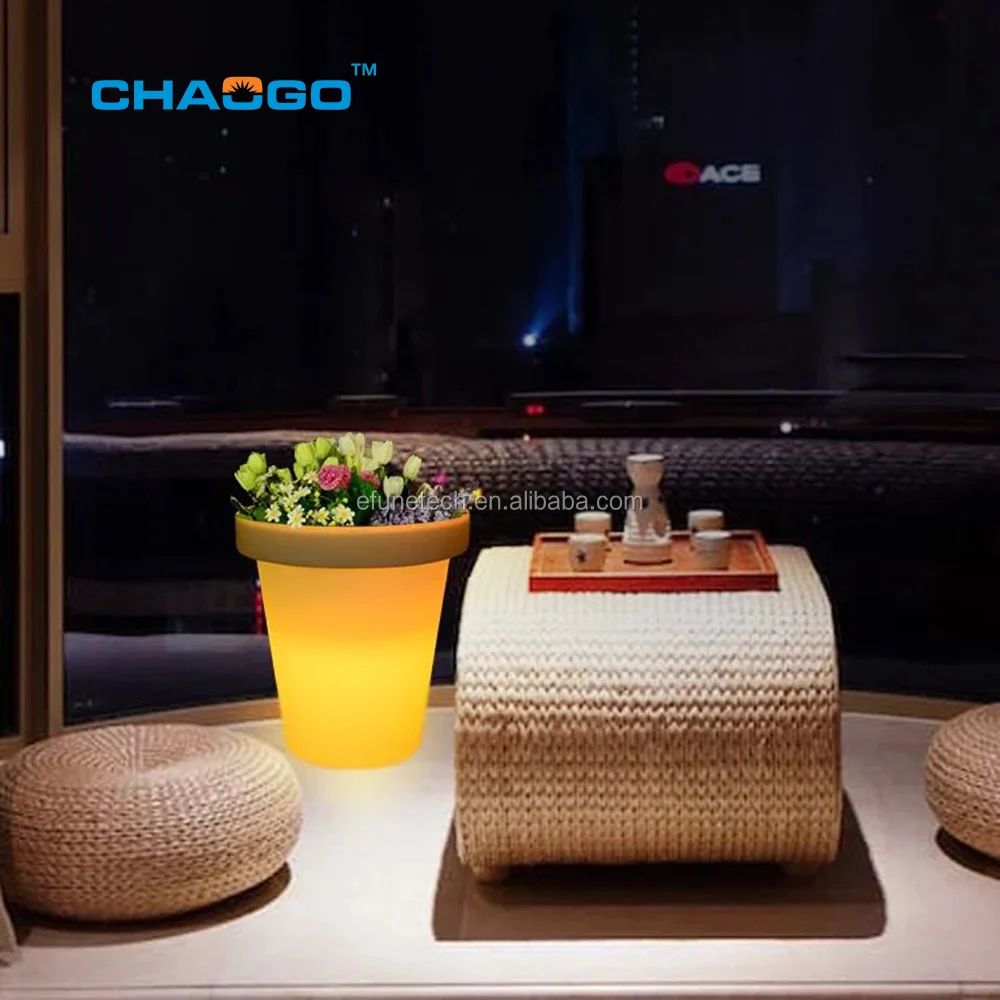 Производство под заказ, портативная батарея/светящиеся светодиодные цветочные горшки на солнечных батареях, светодиодные пластиковые горшки для растений с подсветкой