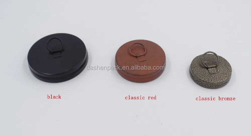 tin metal candle lid with ring knot golden color