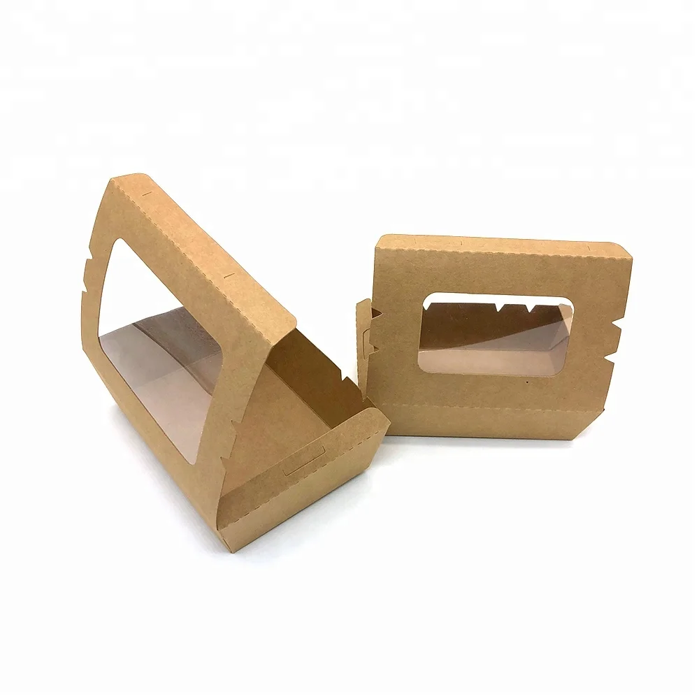 Disposable Brown Kraft Paper Food Box Takeaway Packaging Container with PET window
