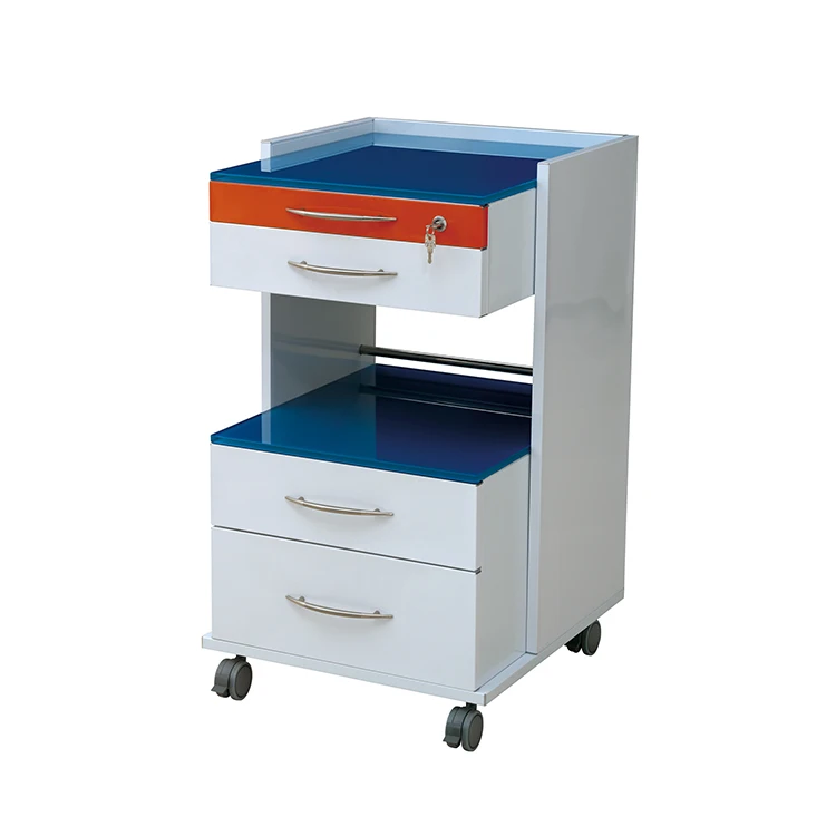 Dental mobile cabinet cart 3 drawers dental medical rolling assistant cart with wheel storage cabinet for dental clinic