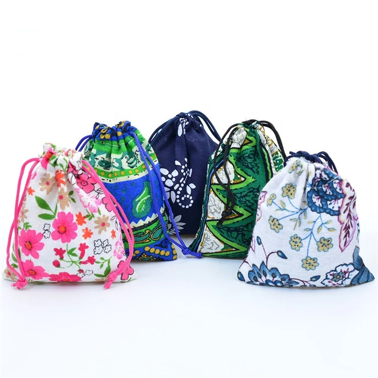 
Jewelry Packaging Pouch 10x12cm Wedding Christmas Gift Burlap Jute Bags Chinese Style Cotton Linen Drawstring Bag 