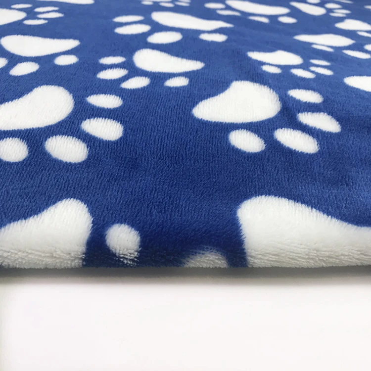 Fleece Fabric for Baby Blanket Digital Print Fabric Textile Dog Paw Printing Design Printed Flannel 100% Polyester Woven Quality