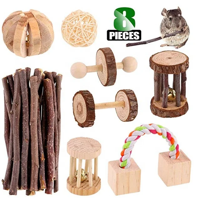 Toys Chinchilla Hamster Rat Chews Toys Gerbil Molar Wooden Pack Guinea pigs Hamster Rat Birds Bunny Rabbits
