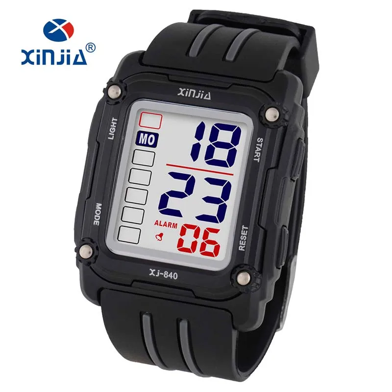Модные цифровые электронные спортивные часы с будильником датой