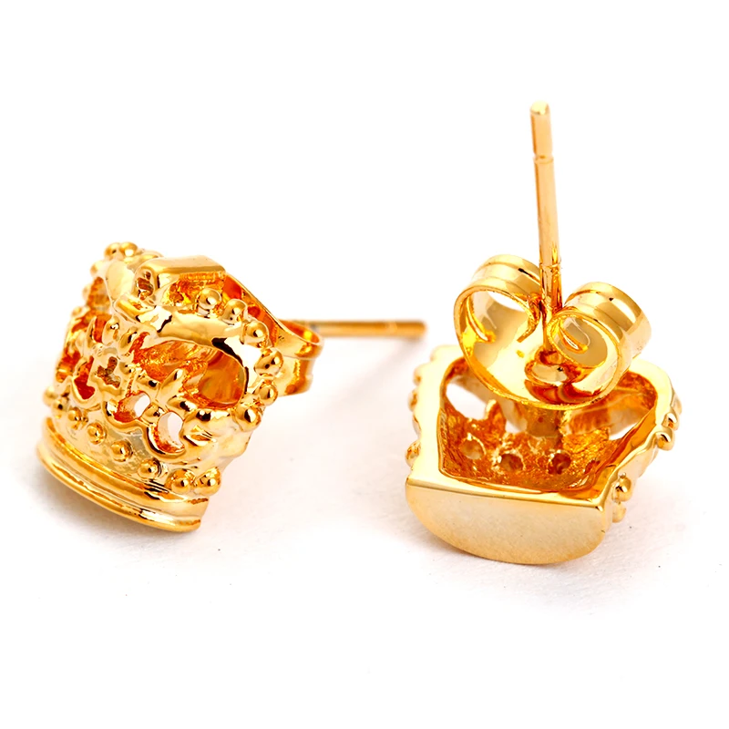 Custom Cufflink Set 18 Gold Crown Cufflinks and Earings