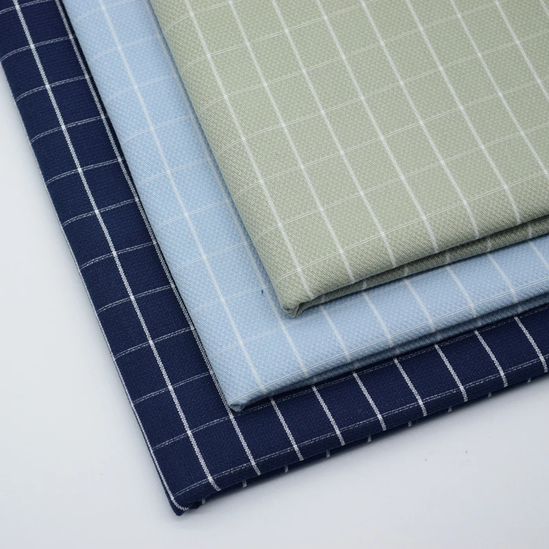 New Fashion Cotton Yarn Dyed Jacquard Windowpane Check Plaid Shirt Fabric