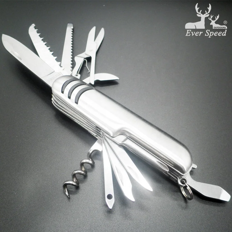 Swiss style Stainless steel folding multifunctional camping knife