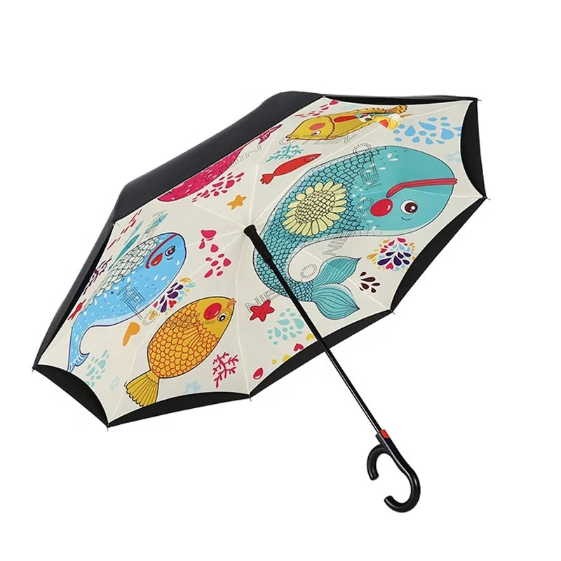 Best Quality waterproof inverted automatic umbrella double layer inverted umbrella custom logo