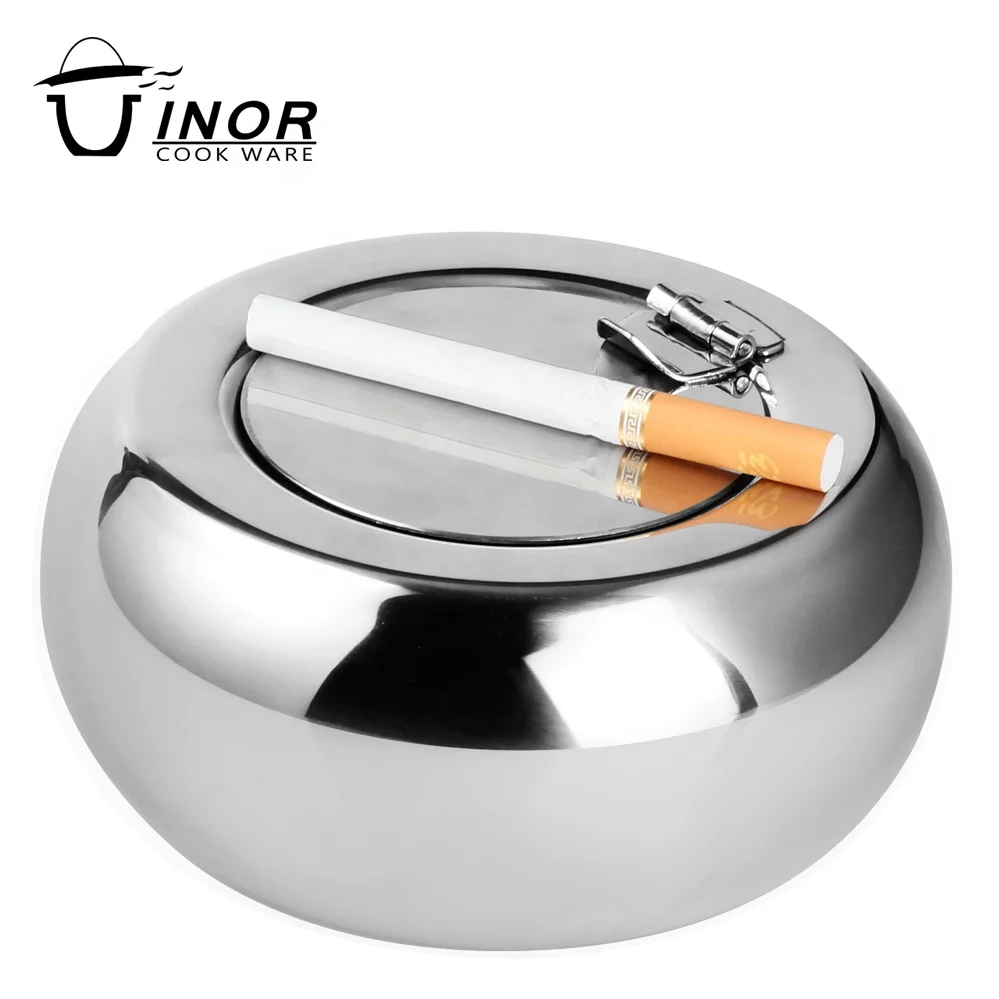 custom large capacity metal ashtray with cigarette holder position