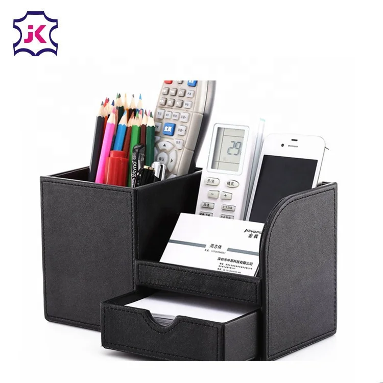 Genuine Real Split Bonded leather custom desktop storage boxes desk organizer