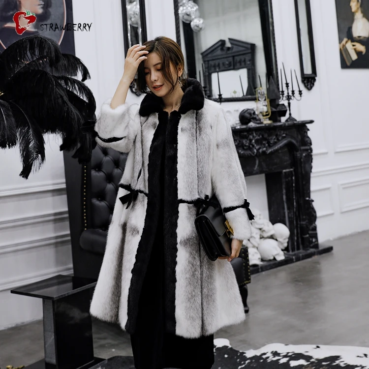 2018 New Design Winter Women Luxury Real Mink Fur Coat Natural Mink Fur Coat
