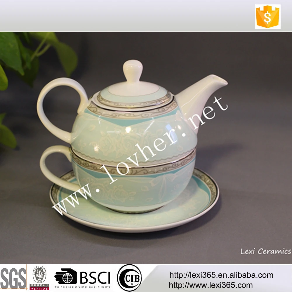 Модные украшенные цветами роз керамический чайник и набор чашка для подарка