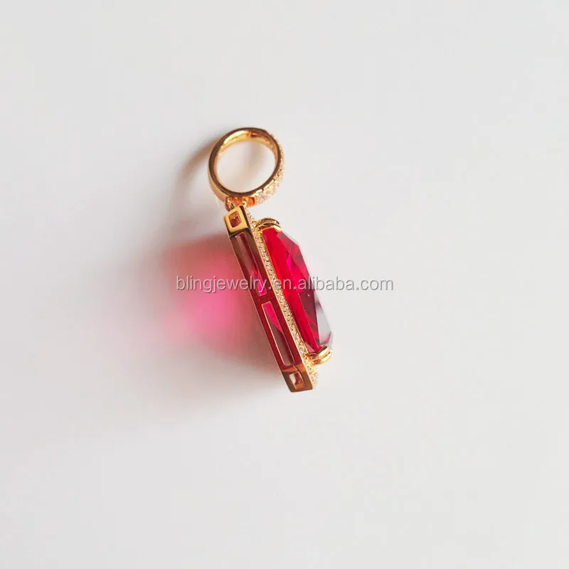 
2015 fashion jewelry hip hop ruby pendant big stone pendant design jewelry 