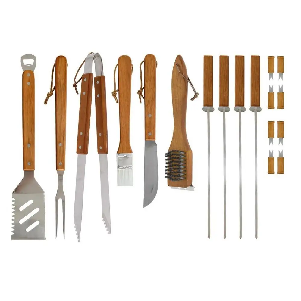 High Quality Outdoor Beef Master Stainless Steel BBQ Tools Utensils Wood Handle For Outdoor