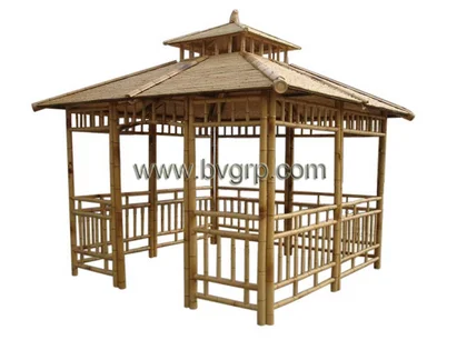 
Pavilion with tables and curtains high quality wood bamboo gazebo 
