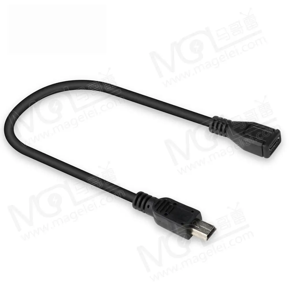 Wholesale usb2.0 mini to micro male to female cable black usb cable  V3/V8/Mini BF data cable