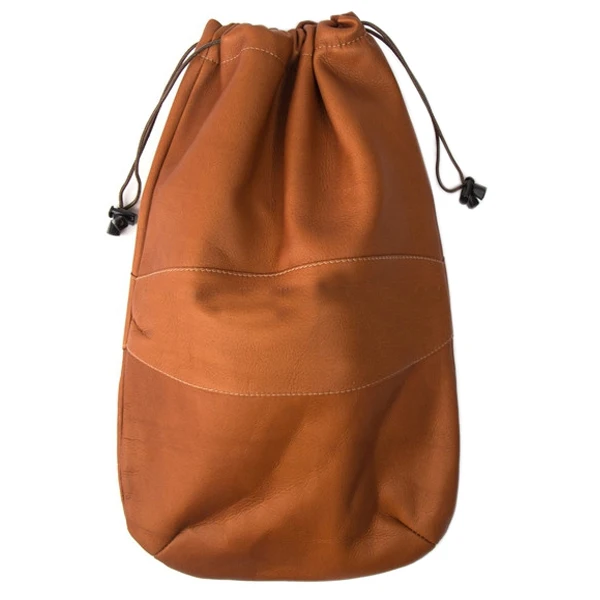 
Custom Brown Faux Leather Drawstring Shoe Bag 