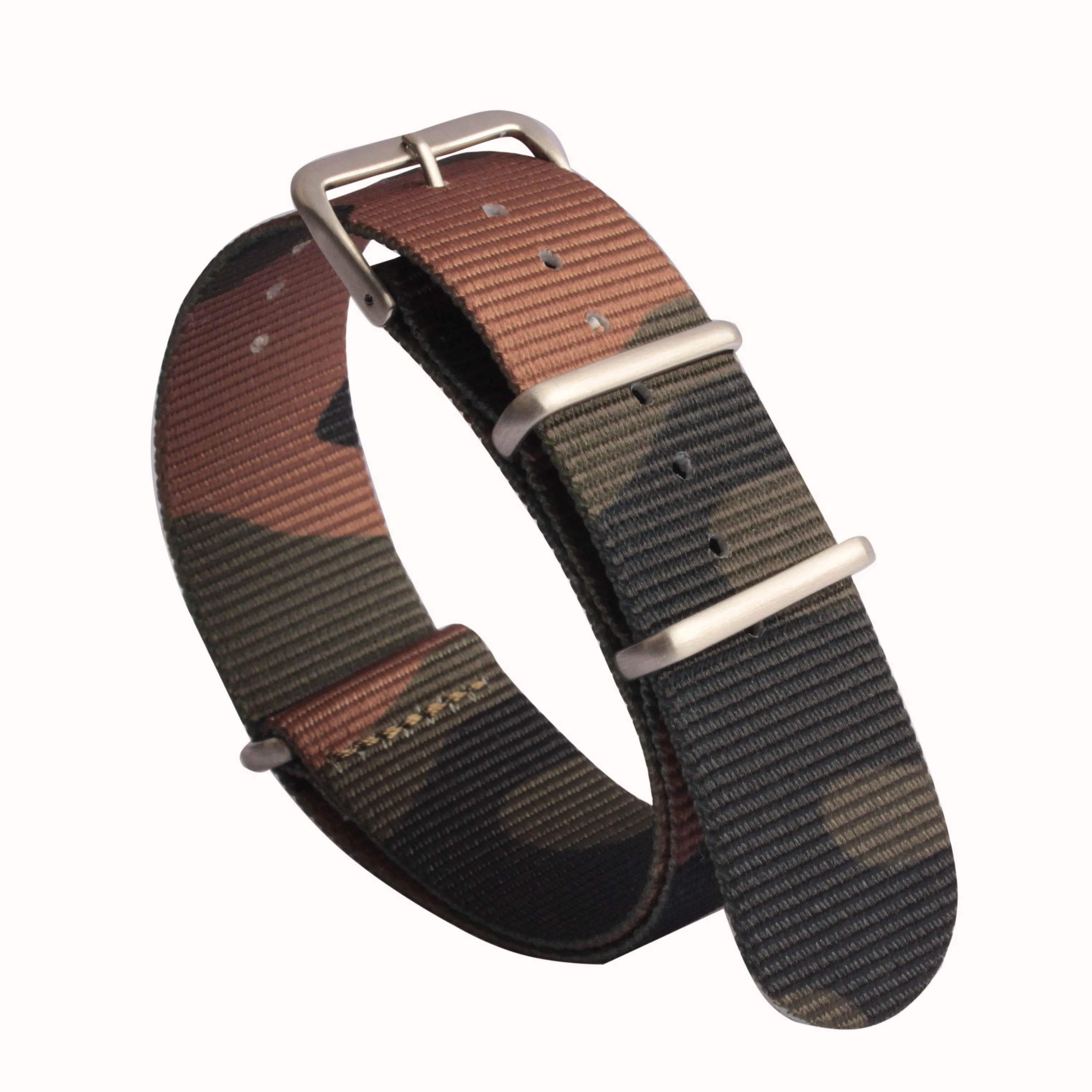 18mm 20mm 22mm 24mm Custom Camouflage One Piece Bronze Plated one piece Zulu Nylon Watch Strap Band