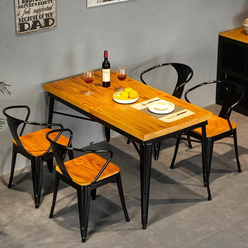 Industrial vintage style metal chairs and tables for restaurants