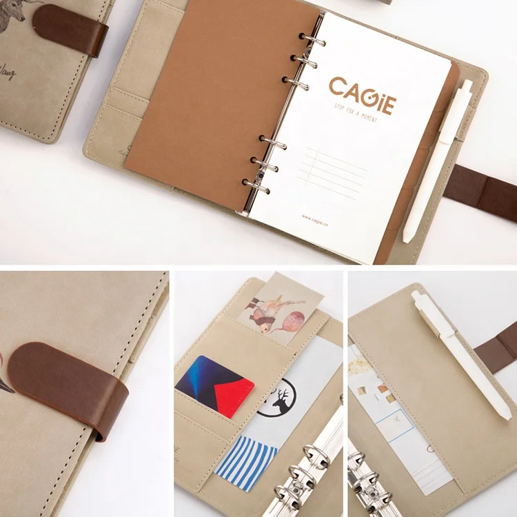 Special design widely used multipurpose a6 ring binder custom pocket notebook printing