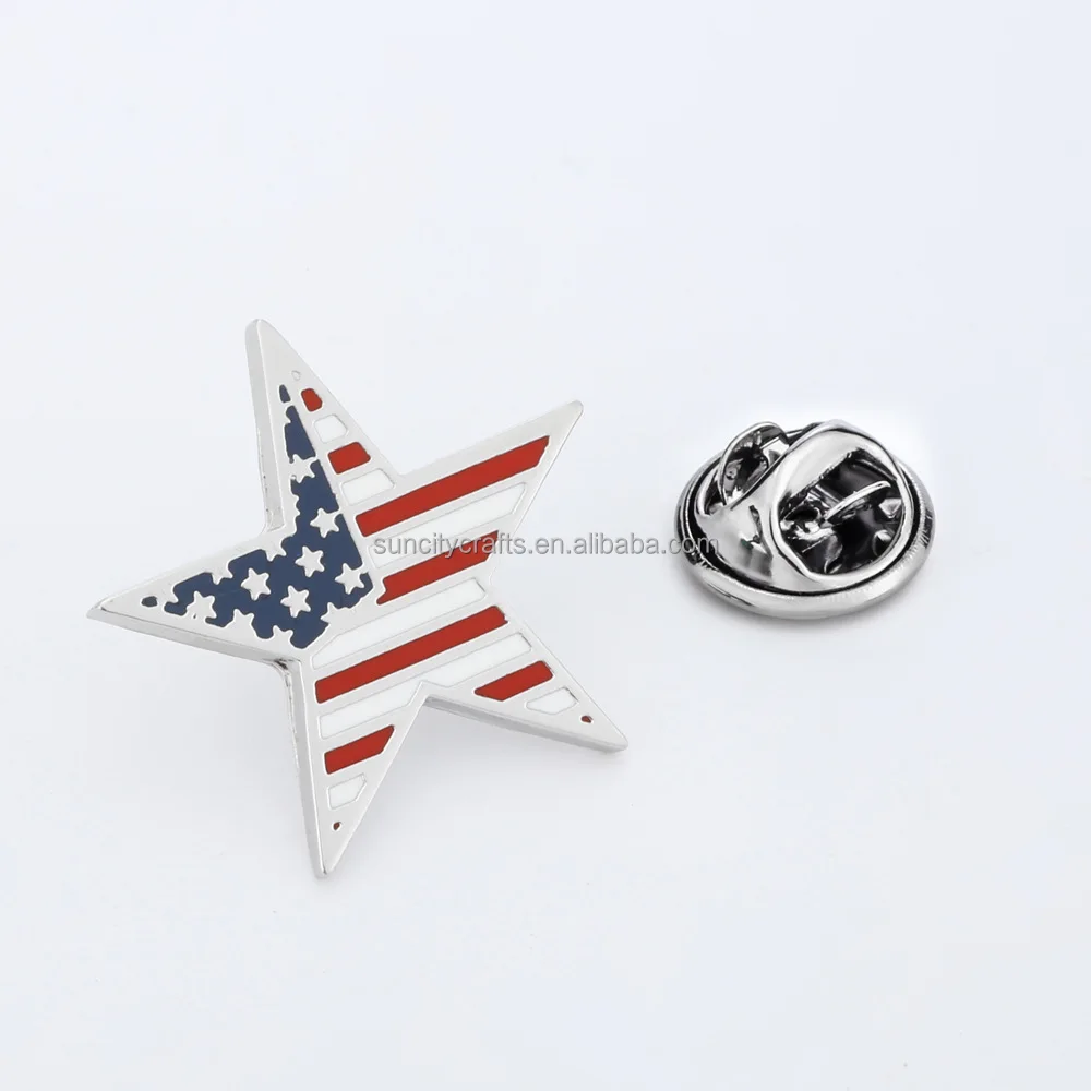 High quality custom logo semi-cloisonn pin Amerian flag hard enamel round and squares lapel pin