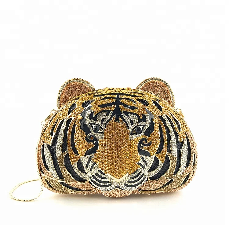 
China online shopping tiger Shape crystal clutch evening bags OC3715 