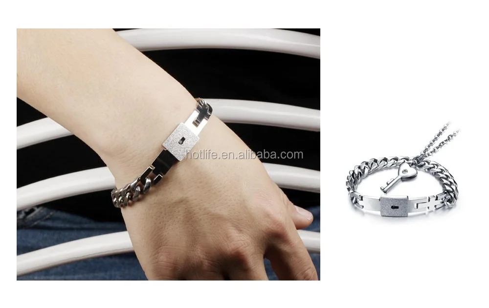 Lovers Jewelry Set Stainless Bracelets Bangles Eternal Love Heart Lock key bracelet pendant