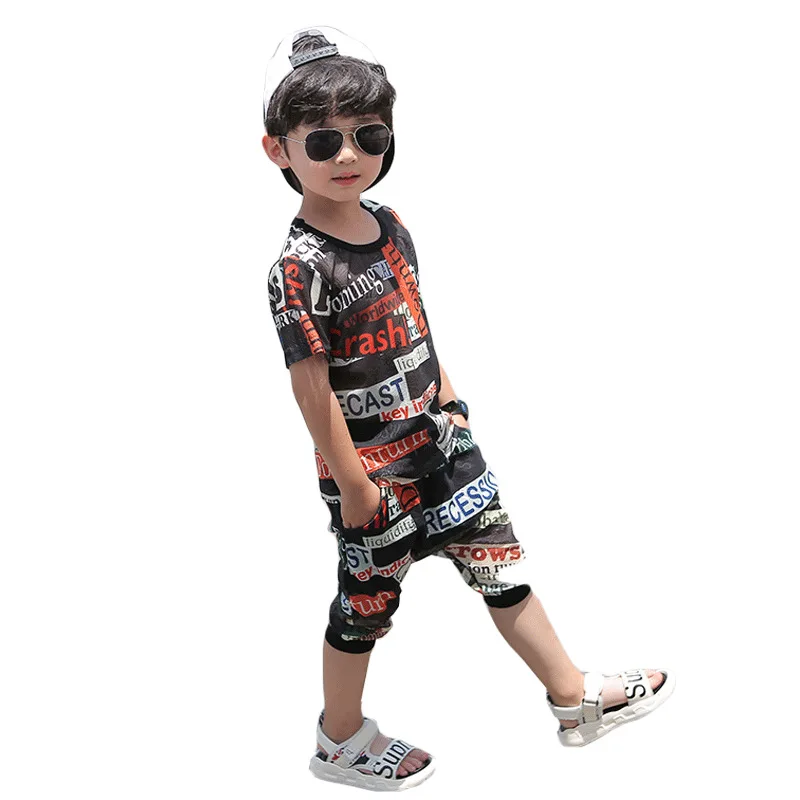 Лидер продаж 2019, современная модная детская одежда, летний комплект для мальчиков, Детские Стильные комплекты из рубашки и шорт, оптовая продажа детской одежды