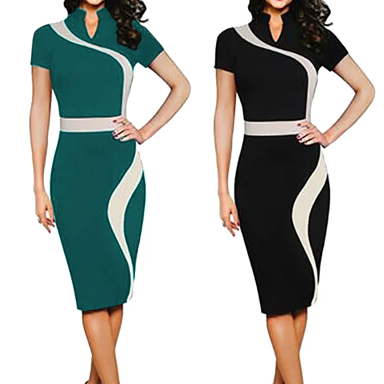 
Wholesale Latest Design Women Formal Office Career Pencil Dress One Piece 