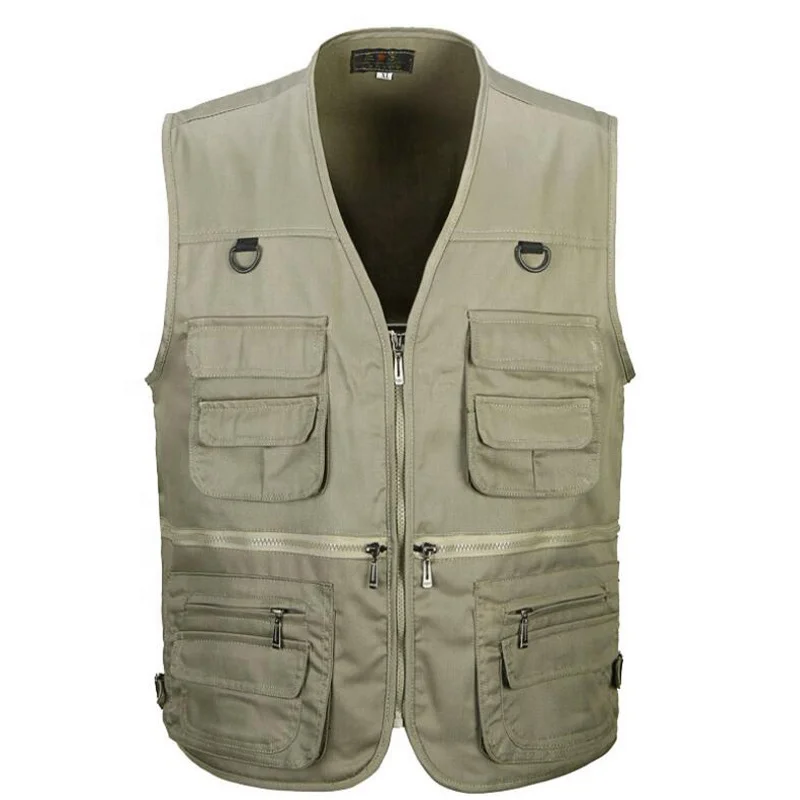 sleeveless work vest with many pockets outdoor working vest uniform manufacture cotton fishing life jacket