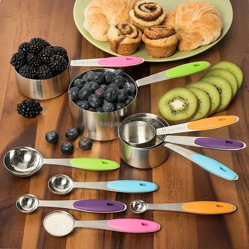 FINDKING 10 Piece Professional Stainless Steel Measuring Cups and Spoons Set
