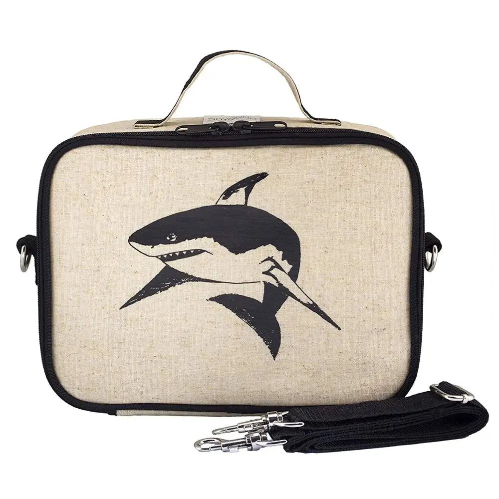 Raw Linen Insulated Lunch Bag Box Multiple School Office Ice Pack Lunch Box Insulated Cooler Cartoon Linen Lunch Bag