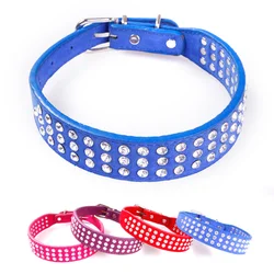 Wholesale Rhinestone Bling PU Collar Necklace For dog collar making supplies
