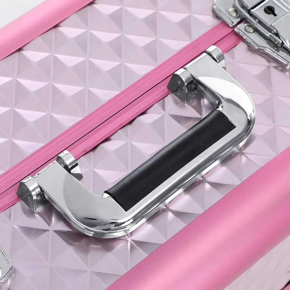 Hard Aluminum Makeup vanity Train Case Expandable Cosmetic Makeup case With Shoulder Strap Portable High Quality