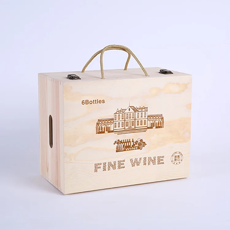 Wholesale high quality  wooden wine gift packaging box