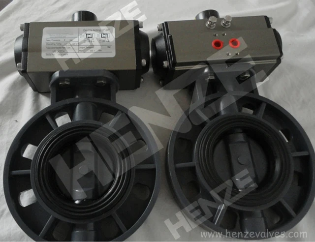 UPVC, CPVC, PPH, PVDF, FRPP Plastic Actuated Butterfly Valve