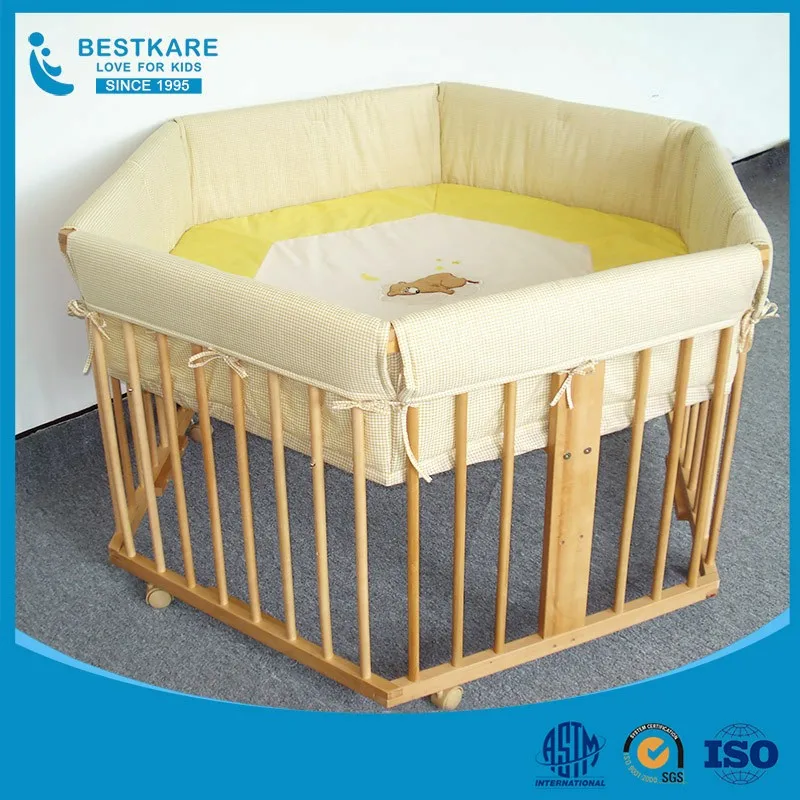 6 Panel Wooden bed guard fence Frame Kids Play Center Yard Indoor Baby Playpen