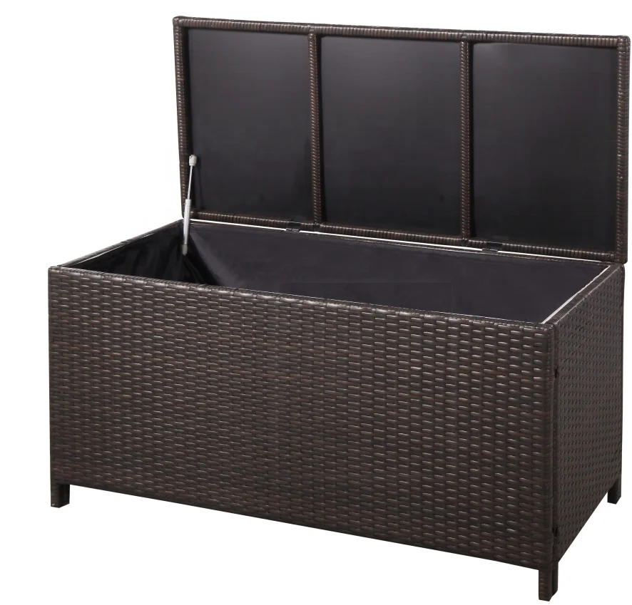 Rongjiu high quality plastic rattan garden storage box yards used outdoor furniture