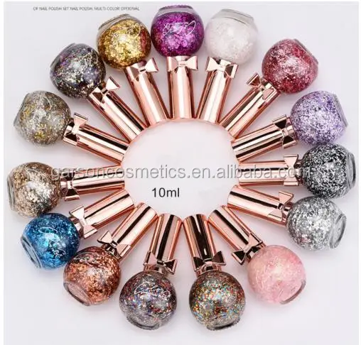 Garson OEM private logo 10 ml shiny glitter sequins nail polish clear nail art soak off nail polish