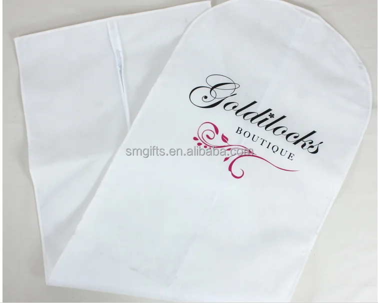 promotional white non woven printed dust cover for long dress