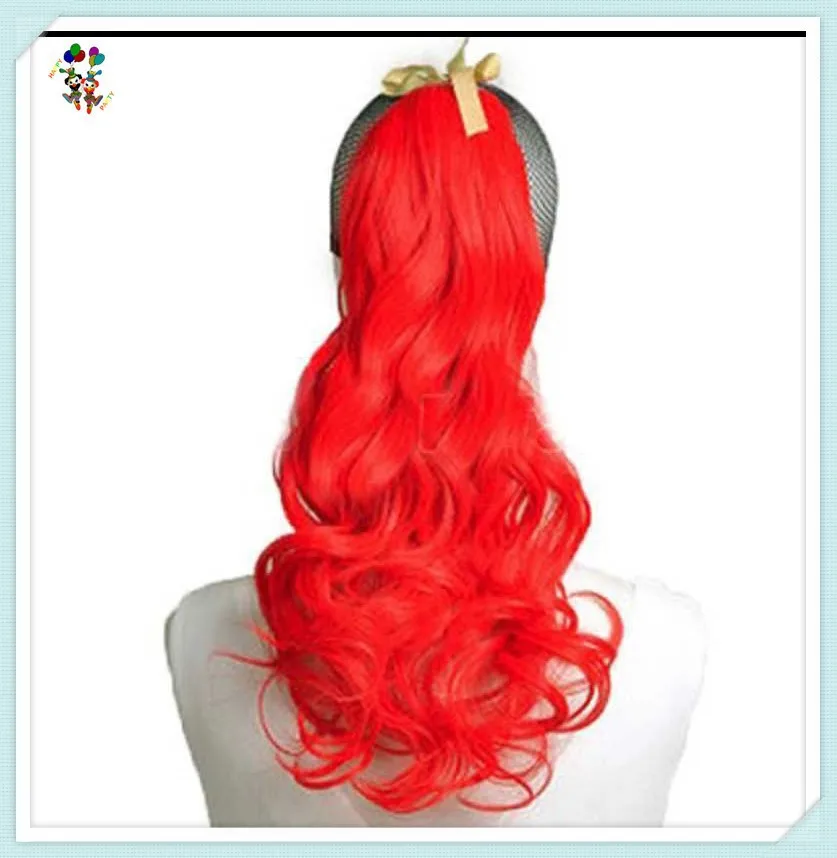 Colors Womens Cosplay Party Long Curly Drawstring Ponytail Wigs HPC-0106