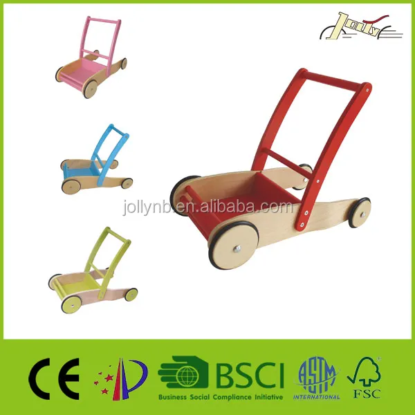 
Wooden Walking Baby Doll Pram with EVA Wheels for Kids 
