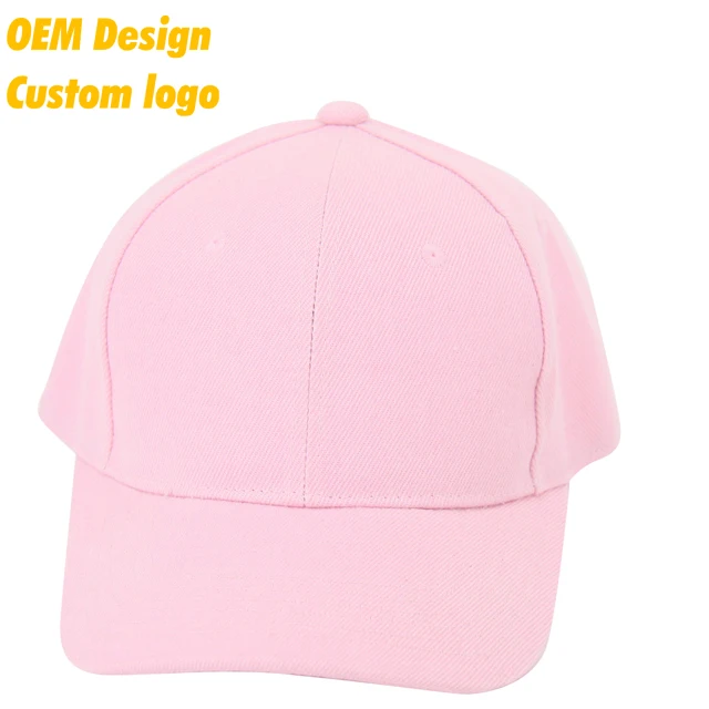 Customised Young Twill Metal Buckle curve visor 5-panel custom logo Pink domed crown dad cap hat for high school