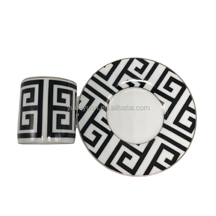 custom design modern classic pattern 90cc fine bone china coffee cup and saucer