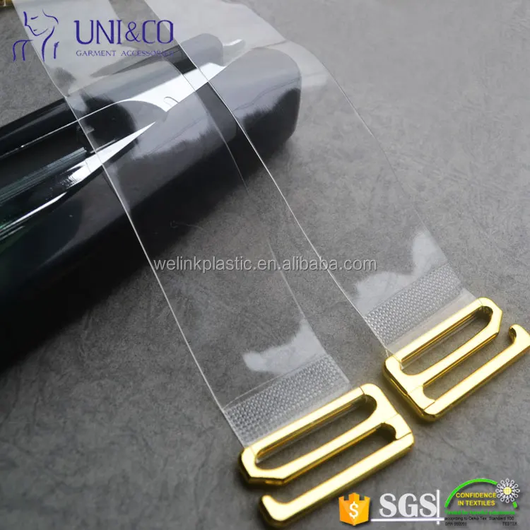 Durable Wholesale Fashionable Sexy Strapless TPU Clear Elastic Bra Strap with Adjuster