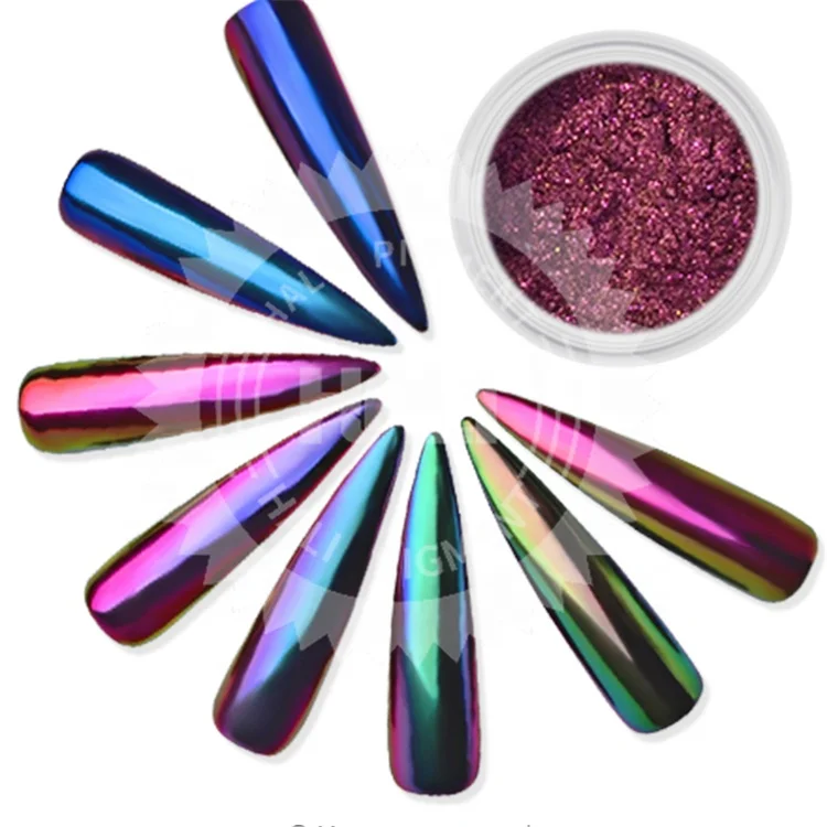 1 Box Chrome Pigment Powder Nails Powder Mirror Color Shift Pigment Hali Chameleon Nail Art Glitter for Gel Nail Polish DIY