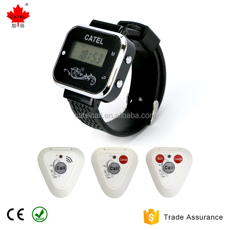 Wireless Waiter Call Button System Wrist Watch Pager long distance transmitter wireless wireless waiter watch system