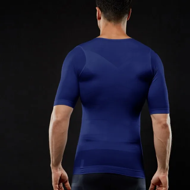 Slimming Tummy T-shirt Men Stretch Body Shaper Corset Waist Trainer Muscle Girdle Shirts Fat Burn Posture Correct Underwears