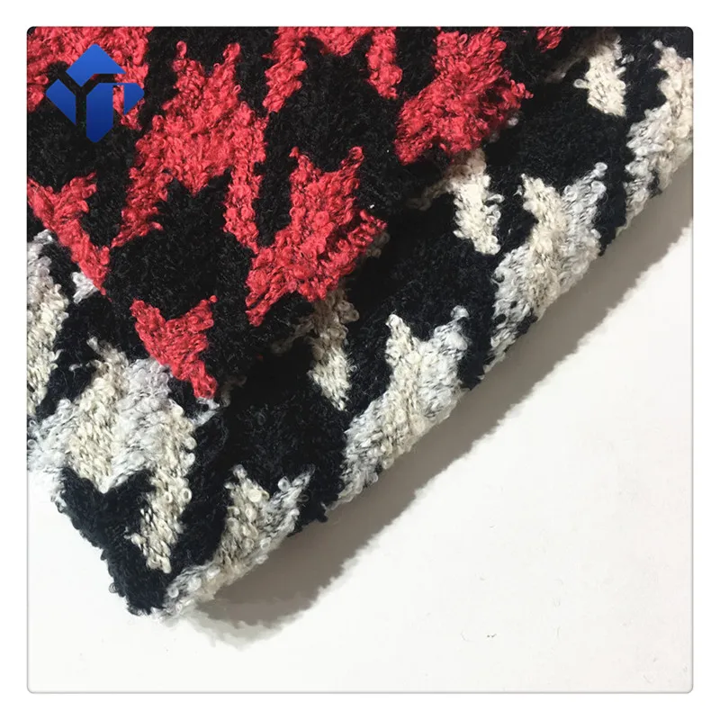 
Wholesale boucle houndstooth tweed jacquard suit fabric for women winter coat 